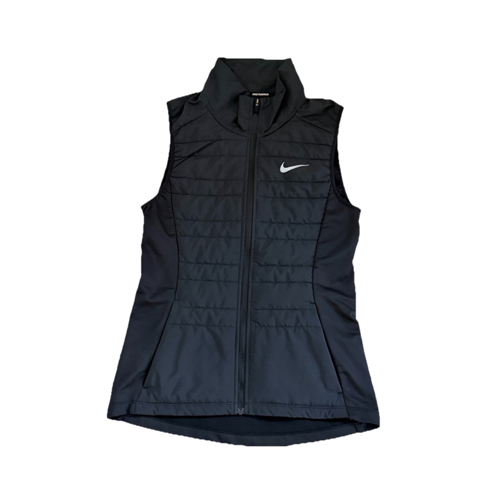 NIKE ESSENTIAL BLACK LIGHTWEIGHT PUFFER RUNNING VEST SIZE XS